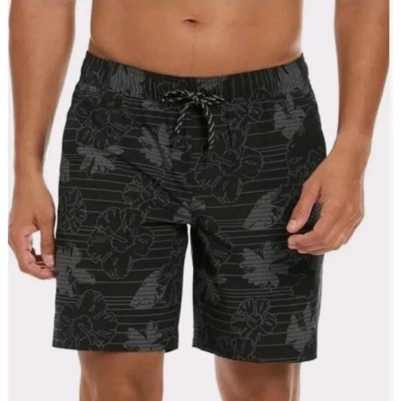 NEW Hurley Men's M Regular Fit Swim Shorts Black Floral Hawaiian Print - Picture 1 of 7